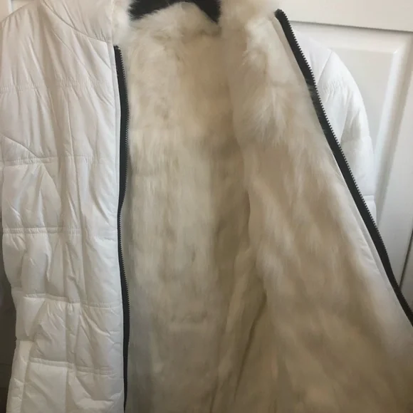 COPY - reversible real rabbit white fur coat - Picture 2 of 5